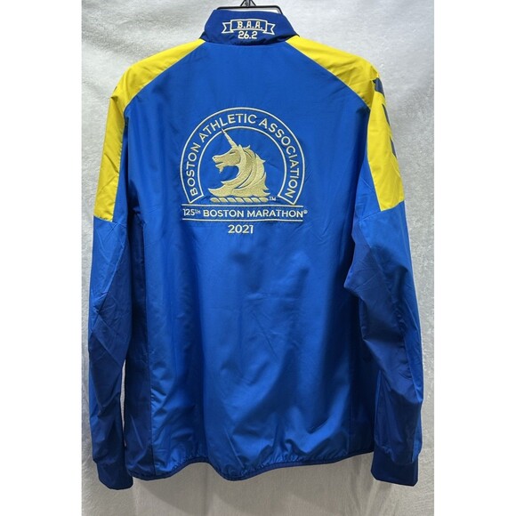 Adidas Boston Marathon 2021 Jacket Men’s M Blue Yellow Primeblue B.A.A. 26.2 - Picture 10 of 11